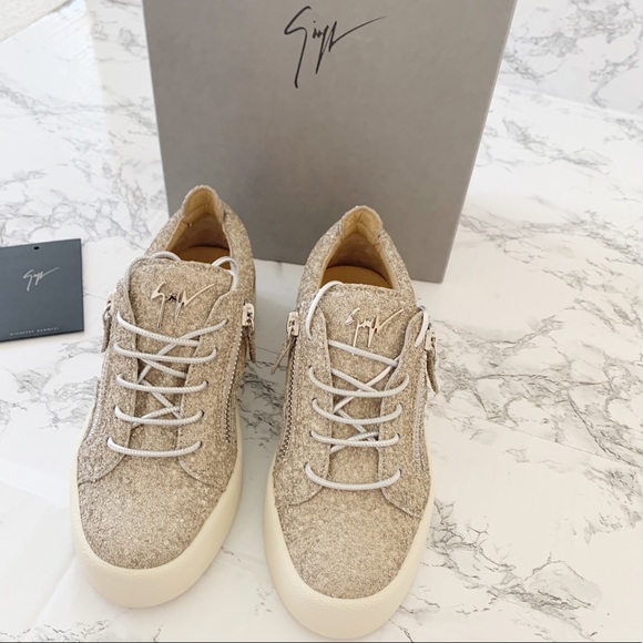Giuseppe Zanotti | Shoes | Giuseppe Zanotti Cheryl Glitter Sneakers  Champagne | Poshmark